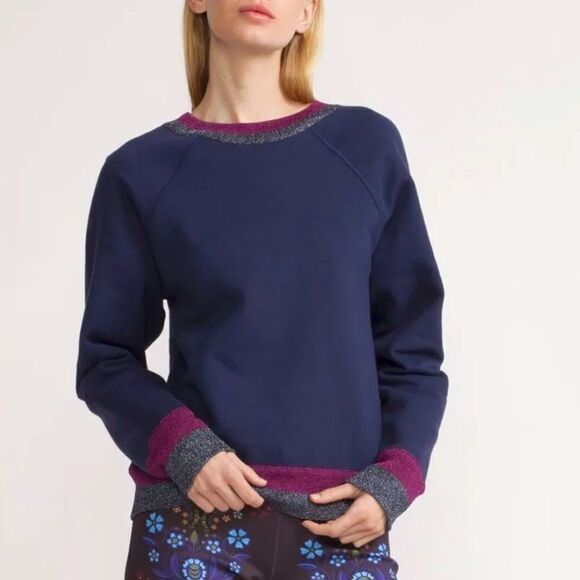 Cynthia Rowley Metallic Rib Sweatshirt Size Small - Picture 1 of 8